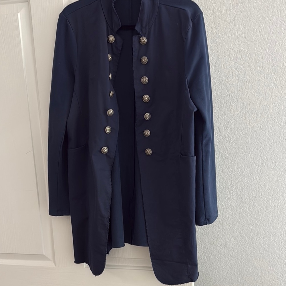 Women’s Navy Coat with Button Detailing